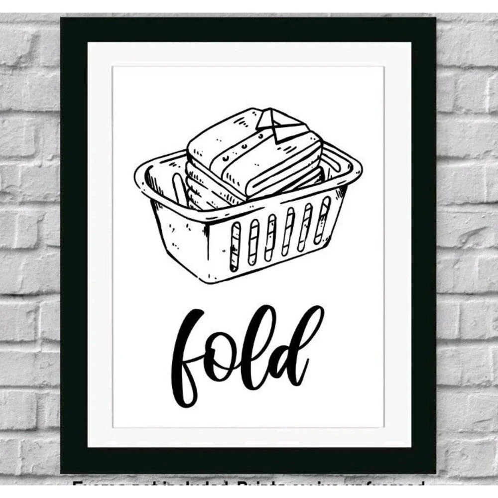 Laundry Room Signs(Set of 4 framed-11x9Inches) Wall Art Decor Prints